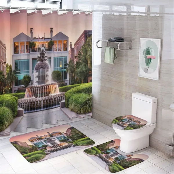 Waterfront Pineapple on a shower curtain