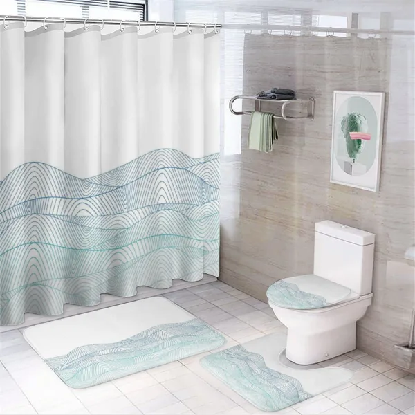 Abstract Seascape on a shower curtain