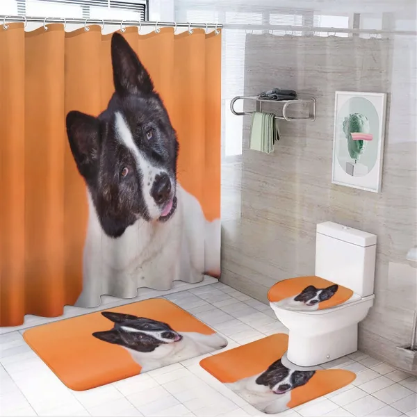 Akita on Orange on a shower curtain