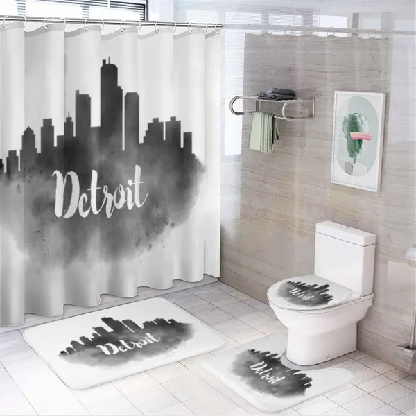 Black Smoky Cityscape on a shower curtain