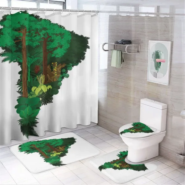 Botanic Continent Map on a shower curtain