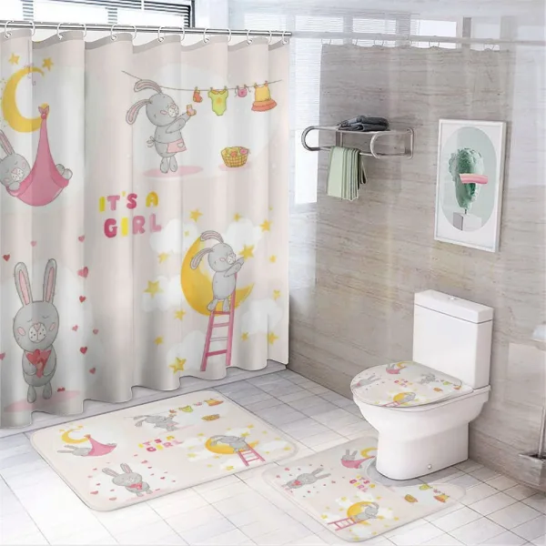 Bunny Baby Love Moon on a shower curtain