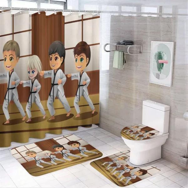 Children Dojo Practice Art on a shower curtain