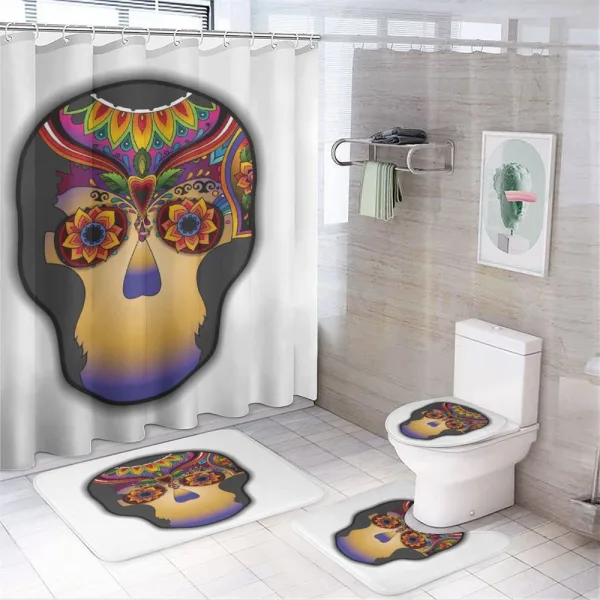 Colored Flower Skull on a shower curtain