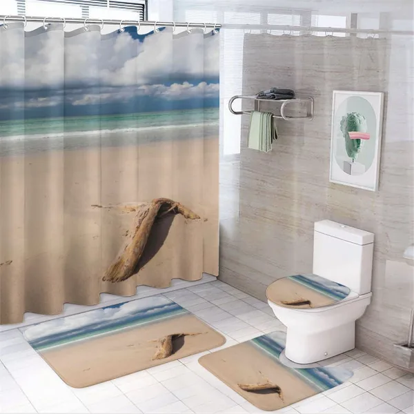 Driftwood on the Beach on a shower curtain