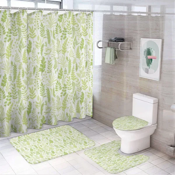 Foliage Pattern Green Shades on a shower curtain