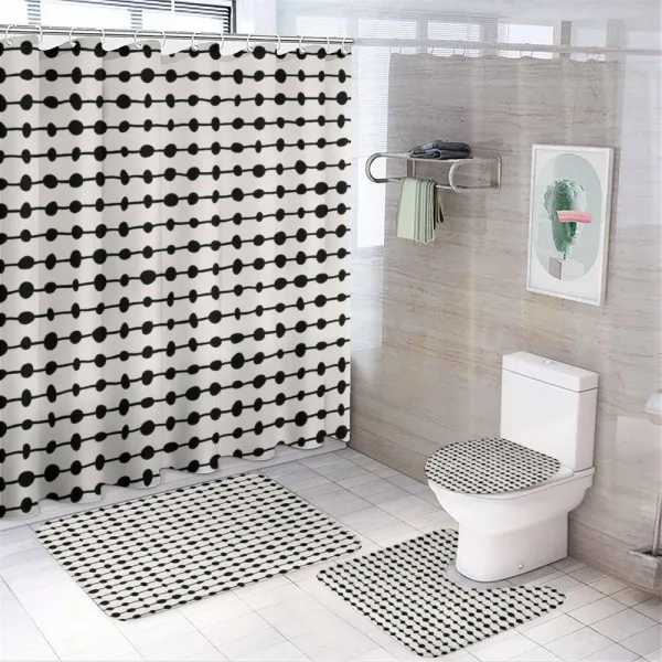 Geometric Dots Composition on a shower curtain