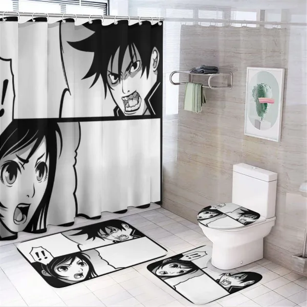 Japanese Cartoon Comic on a shower curtain