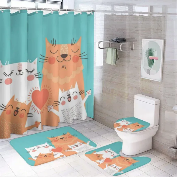 Kitty Couple Happy on a shower curtain