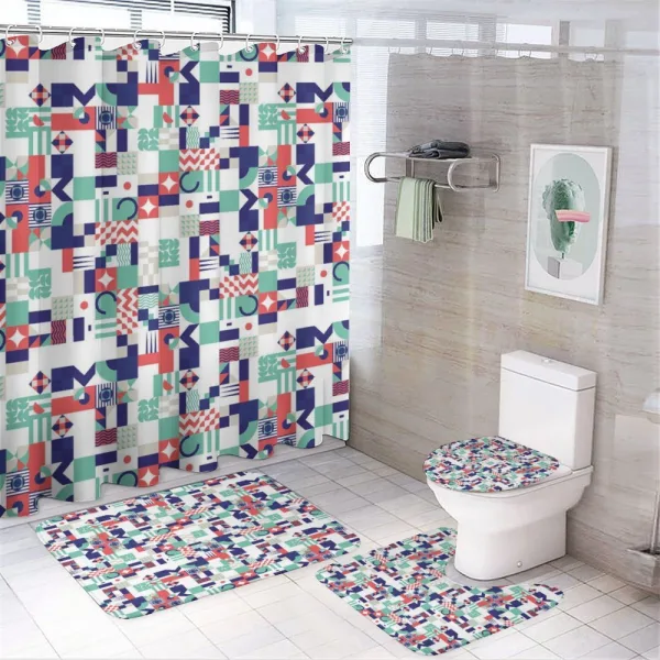 Pastel Funky Shapes on a shower curtain