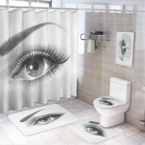 Pencil Drawing Style Art on a shower curtain
