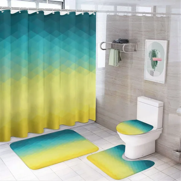 Polygonal Color Changes on a shower curtain