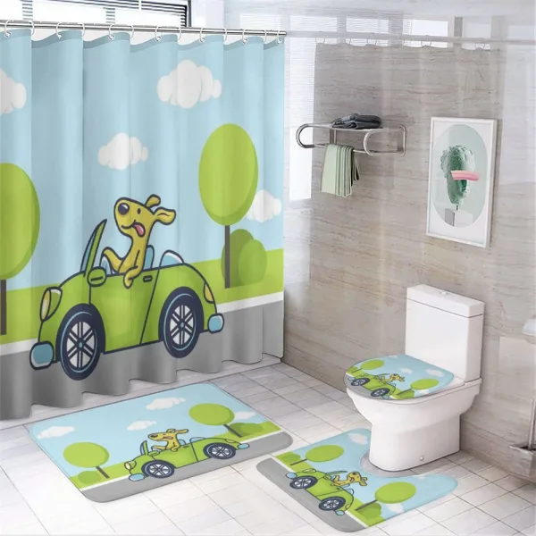 Puppy on the Road on a shower curtain