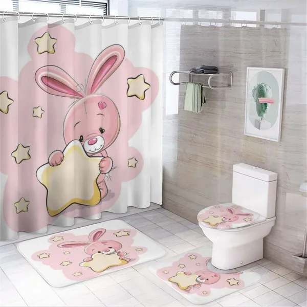 Rabbit Bunny with a Star on a shower curtain