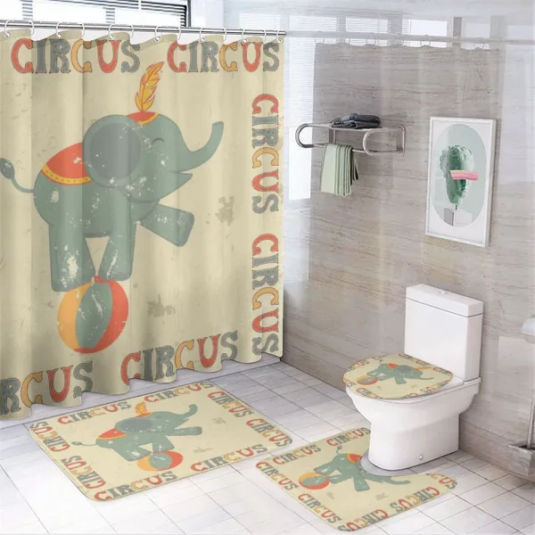 Retro Print Elephant on a shower curtain