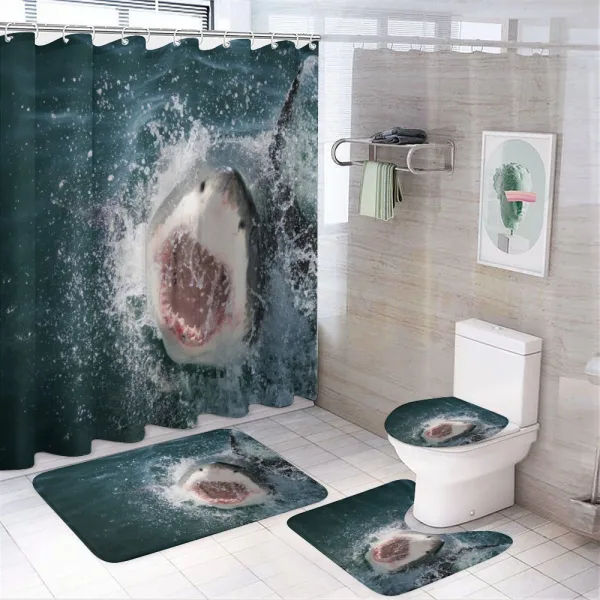 Scary Open Mouth Teeth on a shower curtain