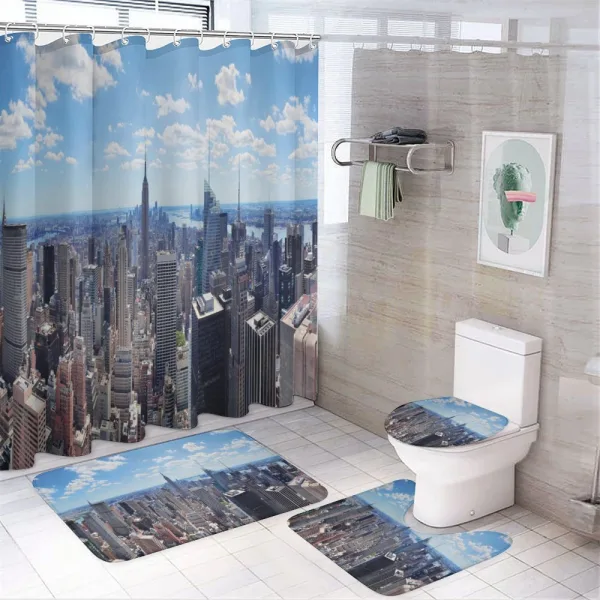 Skyscrapers Aerial View on a shower curtain