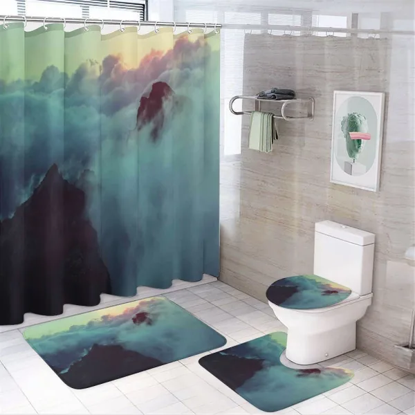 Sunset View on Hills on a shower curtain