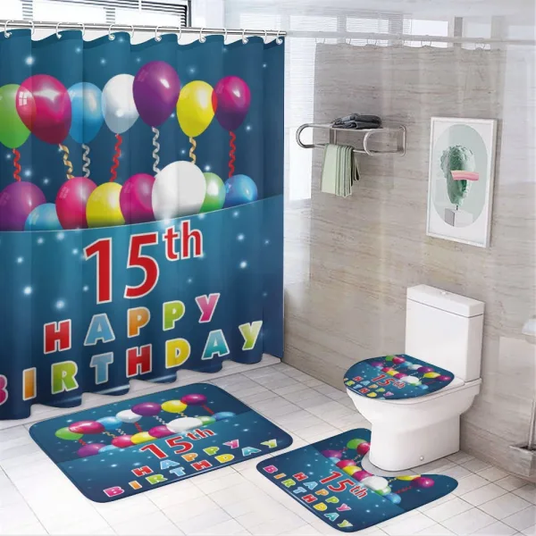 Surprise Party Theme on a shower curtain