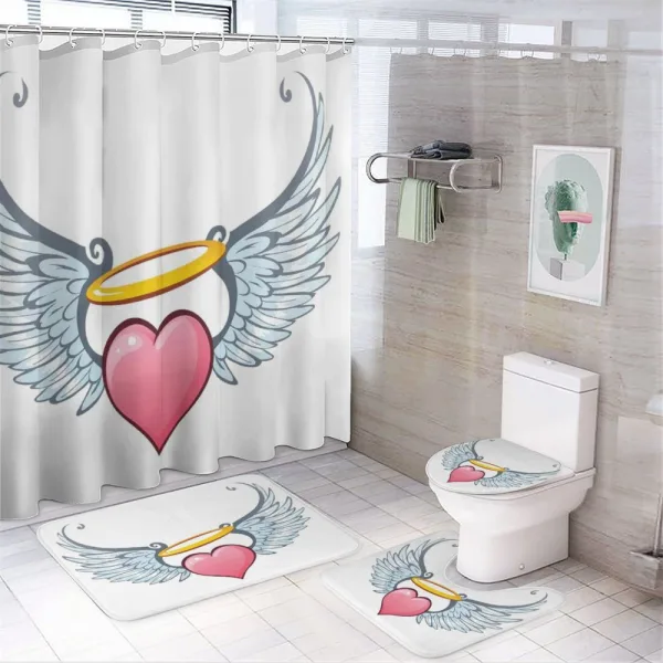 Valentines Day Winged Heart on a shower curtain