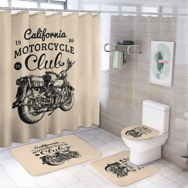 Vintage Chopper Bike on a shower curtain