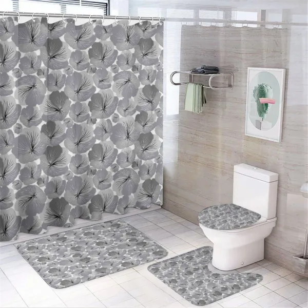 Vintage Grey Poppy Flowers on a shower curtain