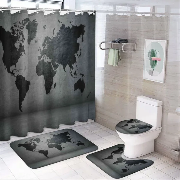 World Map on Wall on a shower curtain