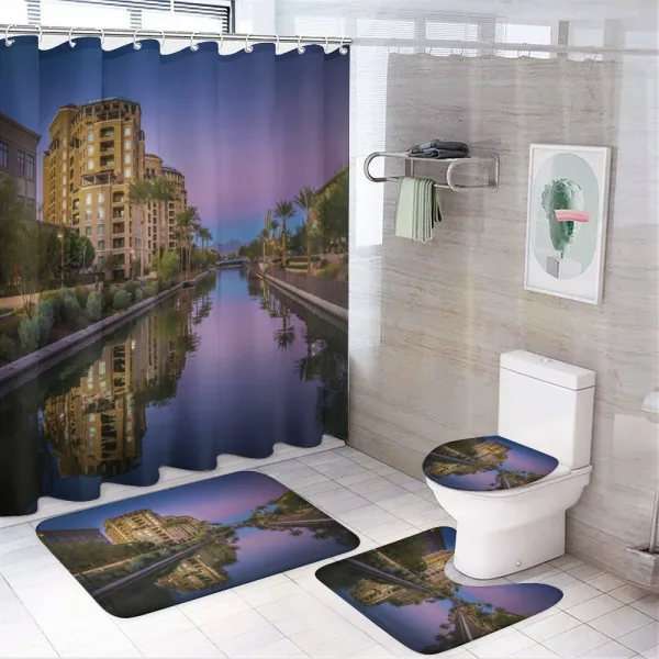 Az Canal Architecture Dusk on a shower curtain