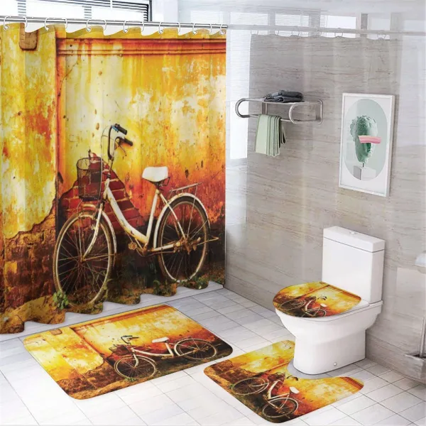 Bike Rusty Cracked Wall on a shower curtain