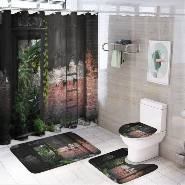 Bricks Plants on a shower curtain