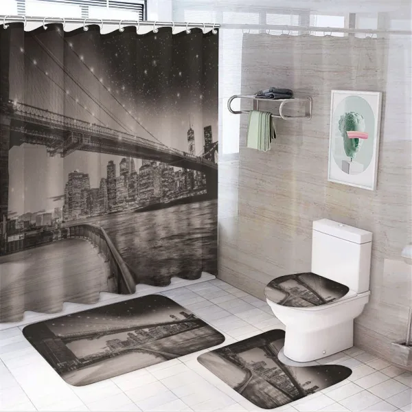 Brooklyn Bridge Night on a shower curtain
