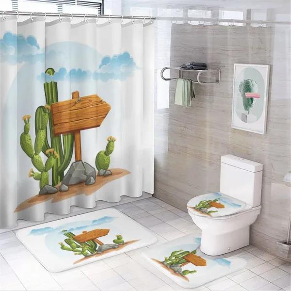 Cartoon Desert Flora on a shower curtain