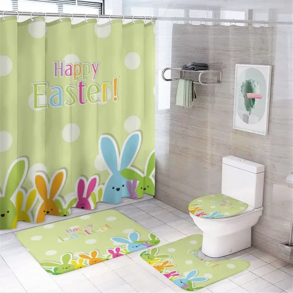 Colorful Cartoon Bunnies on a shower curtain