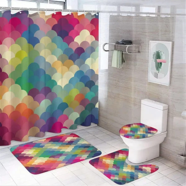 Colorful Retro Scales on a shower curtain