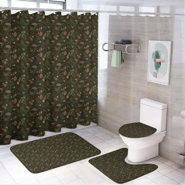 Cones Fir Needles Leaves on a shower curtain