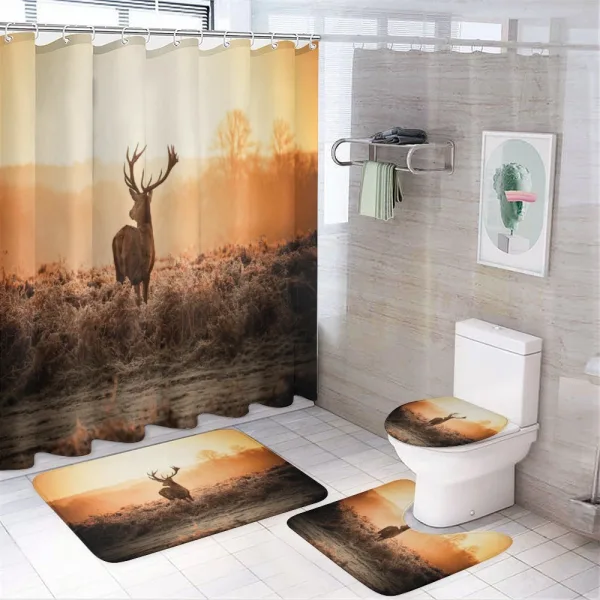 Deer Morning Sun on a shower curtain