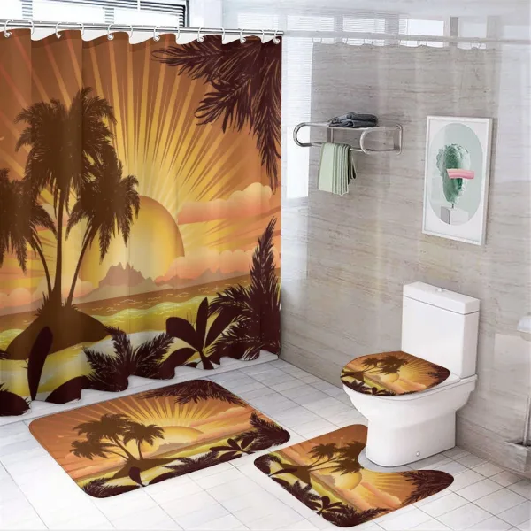 Digital Graphics Sunset Scene on a shower curtain