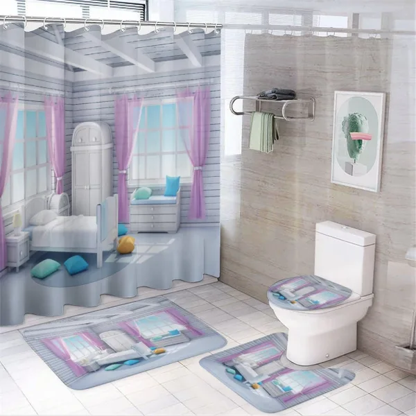 Dreamy Wooden Bedroom on a shower curtain