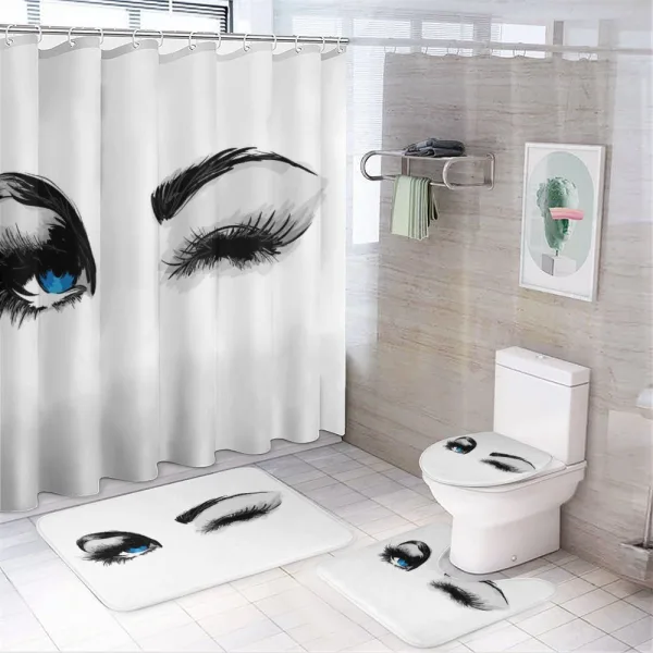 Flirty Young Woman Wink on a shower curtain