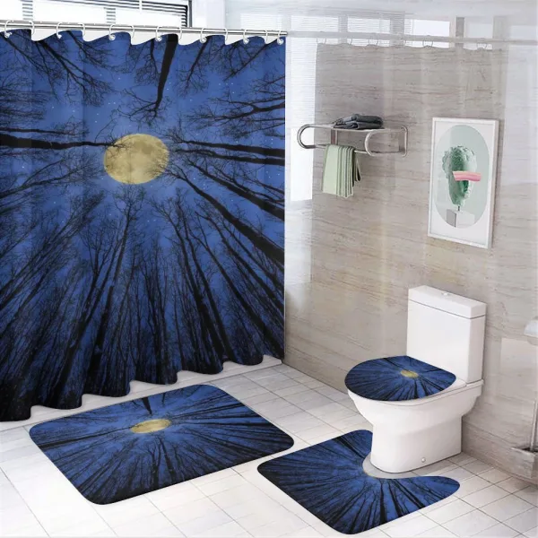 Full Moon in Woods on a shower curtain