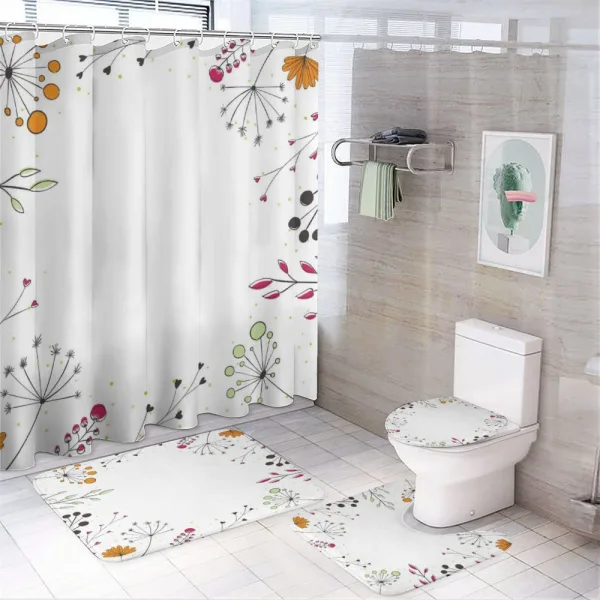 Geometric Flowers Floral on a shower curtain