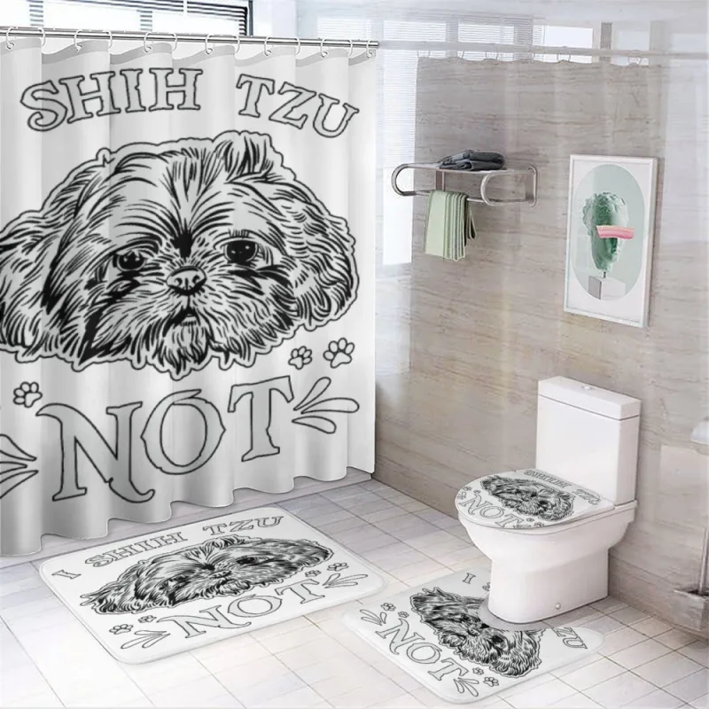 I Shih Tzu Not Funny Dog Pun on a bathroom set