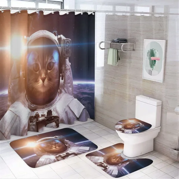 Kitty Lunar Eclipse on a shower curtain