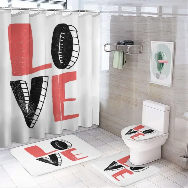 Love Typography on a shower curtain