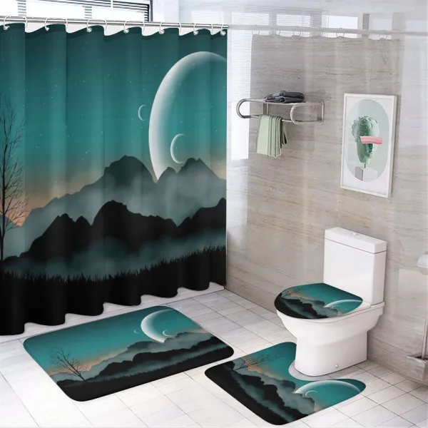 Night Sky on Mountain on a shower curtain