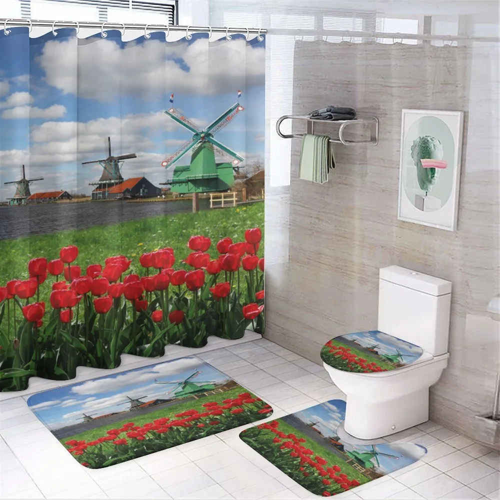 Red Color Tulips Field — Your design