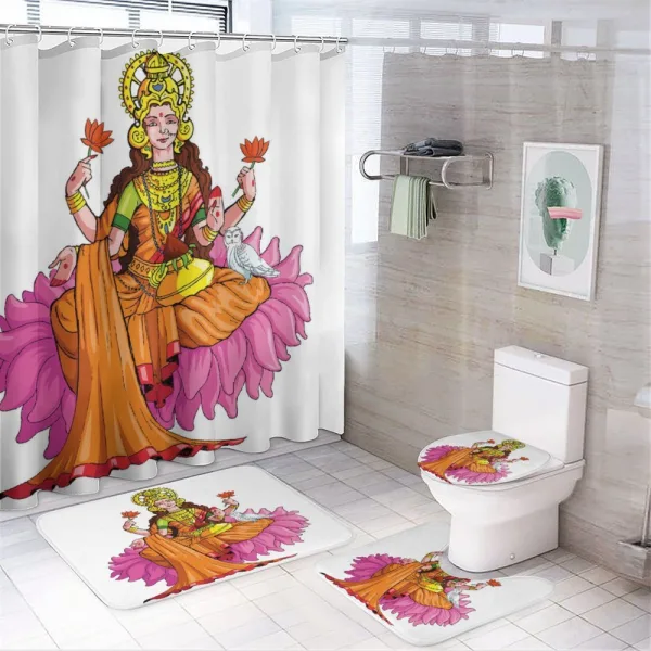Sitting on Lotus on a shower curtain