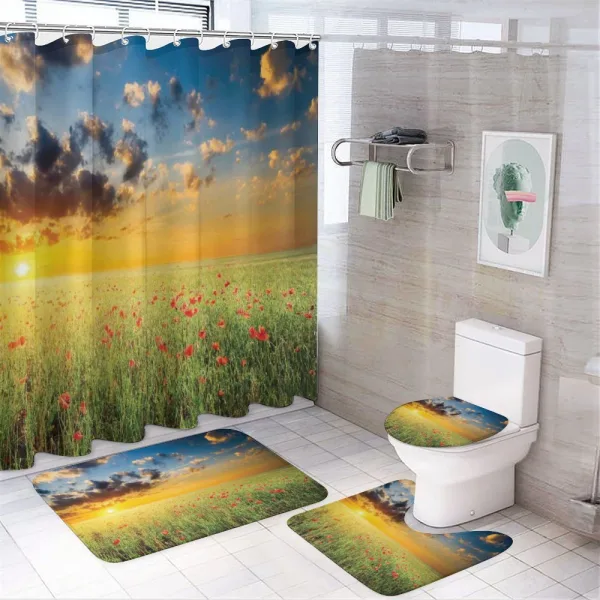 Sunset at Meadow Poppy on a shower curtain