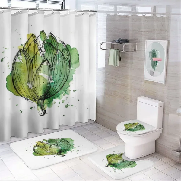 Abstract Cardunculus on a shower curtain