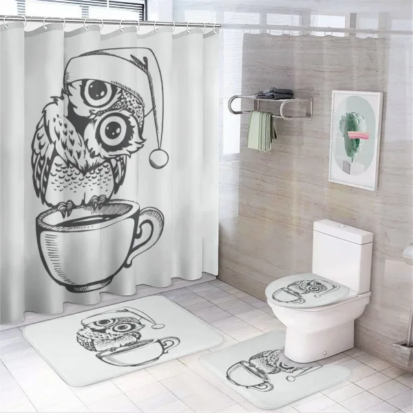 Baby Bird on Coffee Cup on a shower curtain